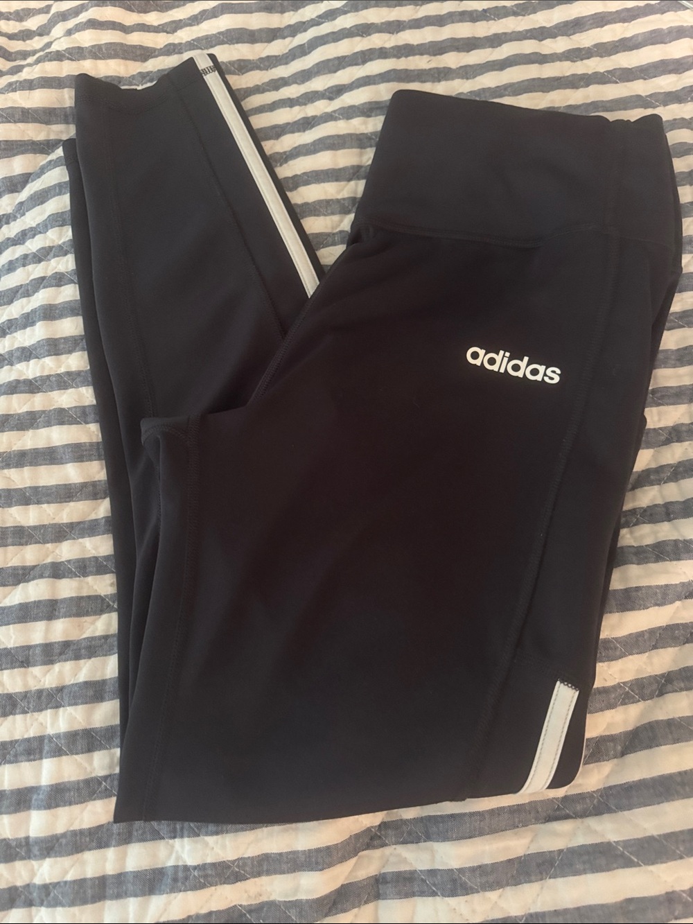 adidas Black Performance Leggings with Side Stripes + Side Pocket